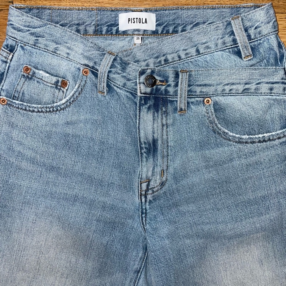 Pistola Bobbie MidRise Loose Straight Leg w/ Crossover - Nelson Denim 25
